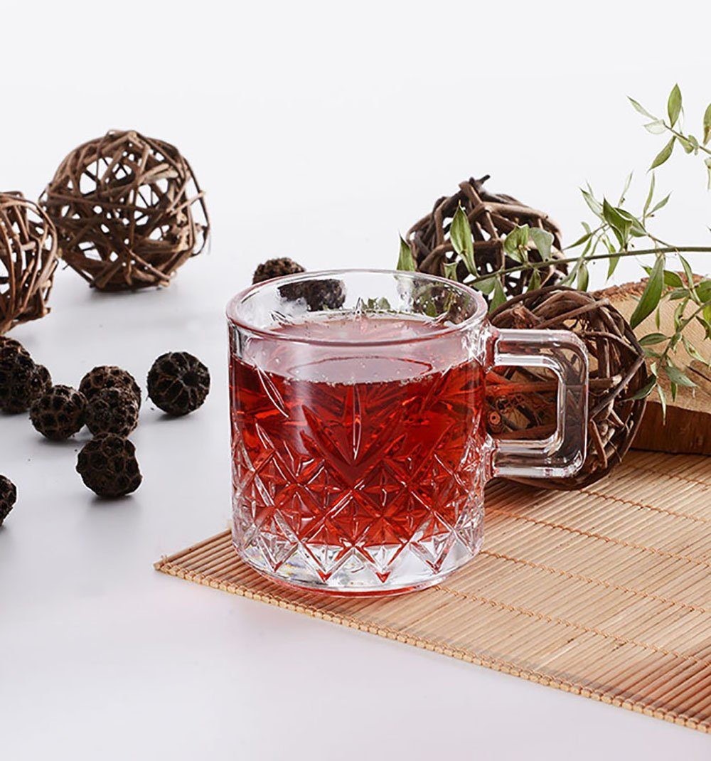 Pasabahce Gläser-Set 2er Timless, Glas, Becher mit Quarzgriff Teeglas Set 2 Teilig
