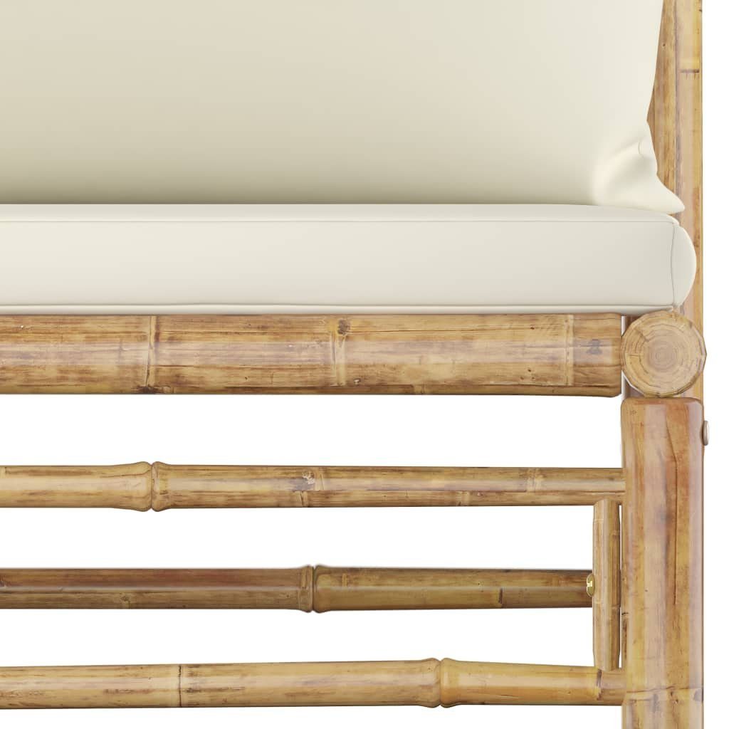 vidaXL Loungesofa 2-tlg. Garten-Lounge-Set mit Kissen Cremeweiß Bambus, 1 Teile