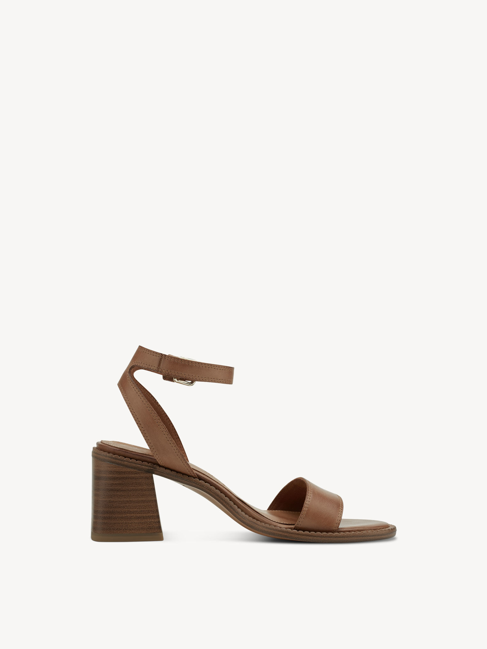Sandale à talon en cuir - marron