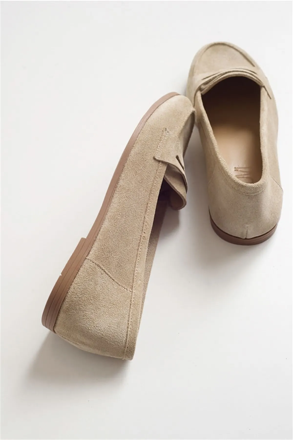 LuviShoes  F02 Damen-Ballerinas aus beigem Wildleder