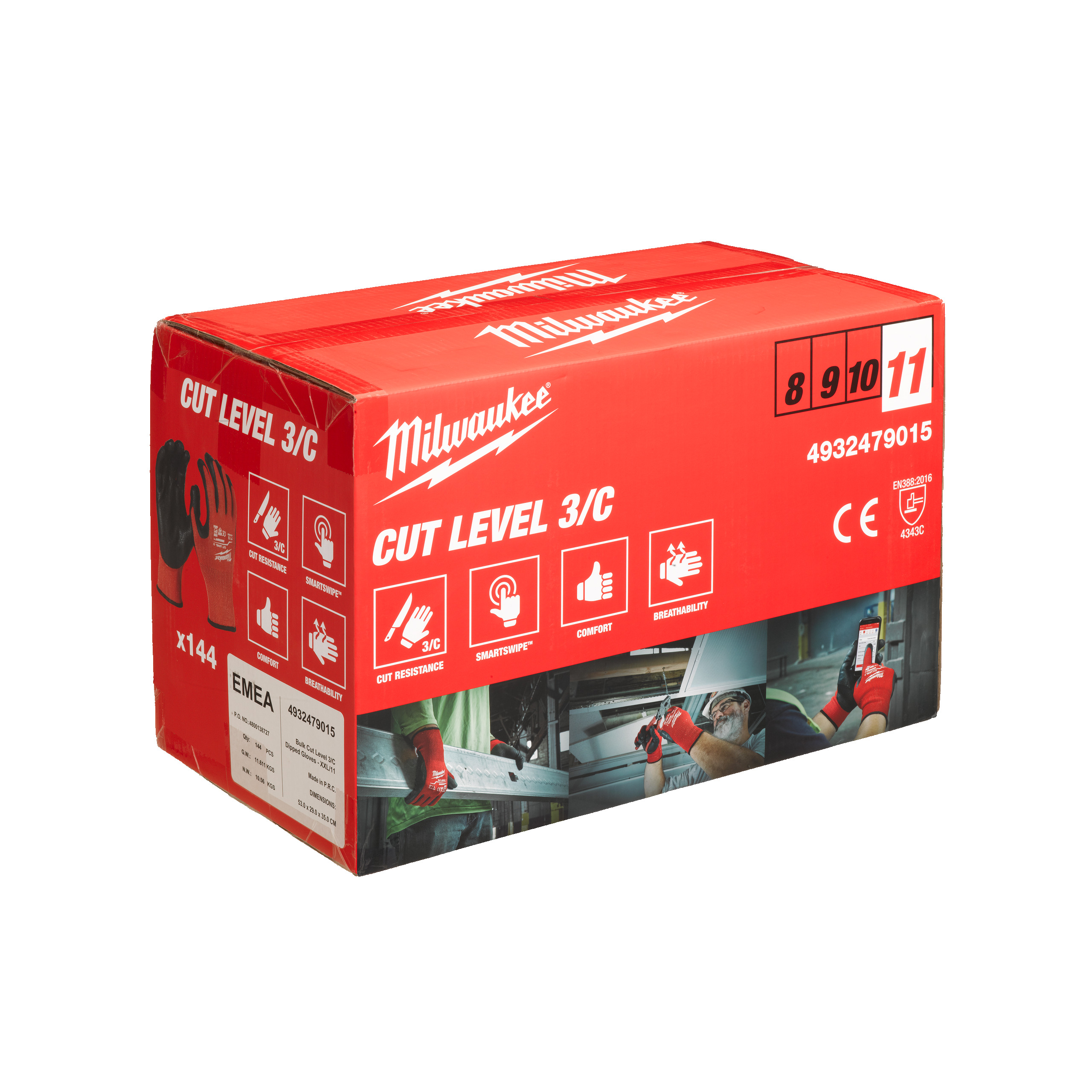 Milwaukee Accessories 4932479015 Bulk Cut C-Gloves - 11/XXL Per 144 pairs