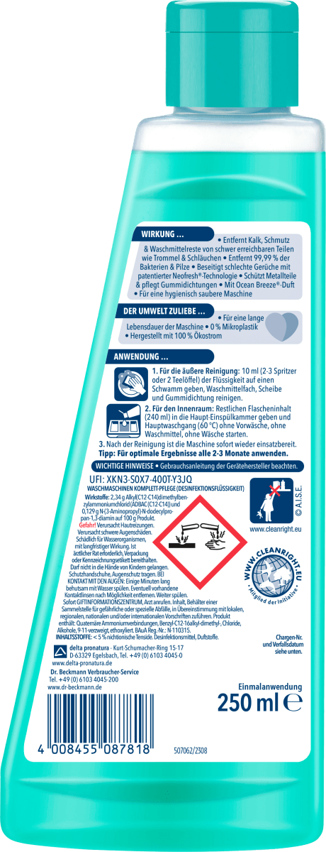 Waschmaschinenreiniger Komplett-Pflege, 250 ml