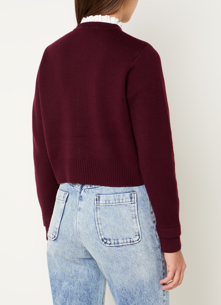 Cardigan Sandro in pregiata maglia di misto lana con collo removibile.