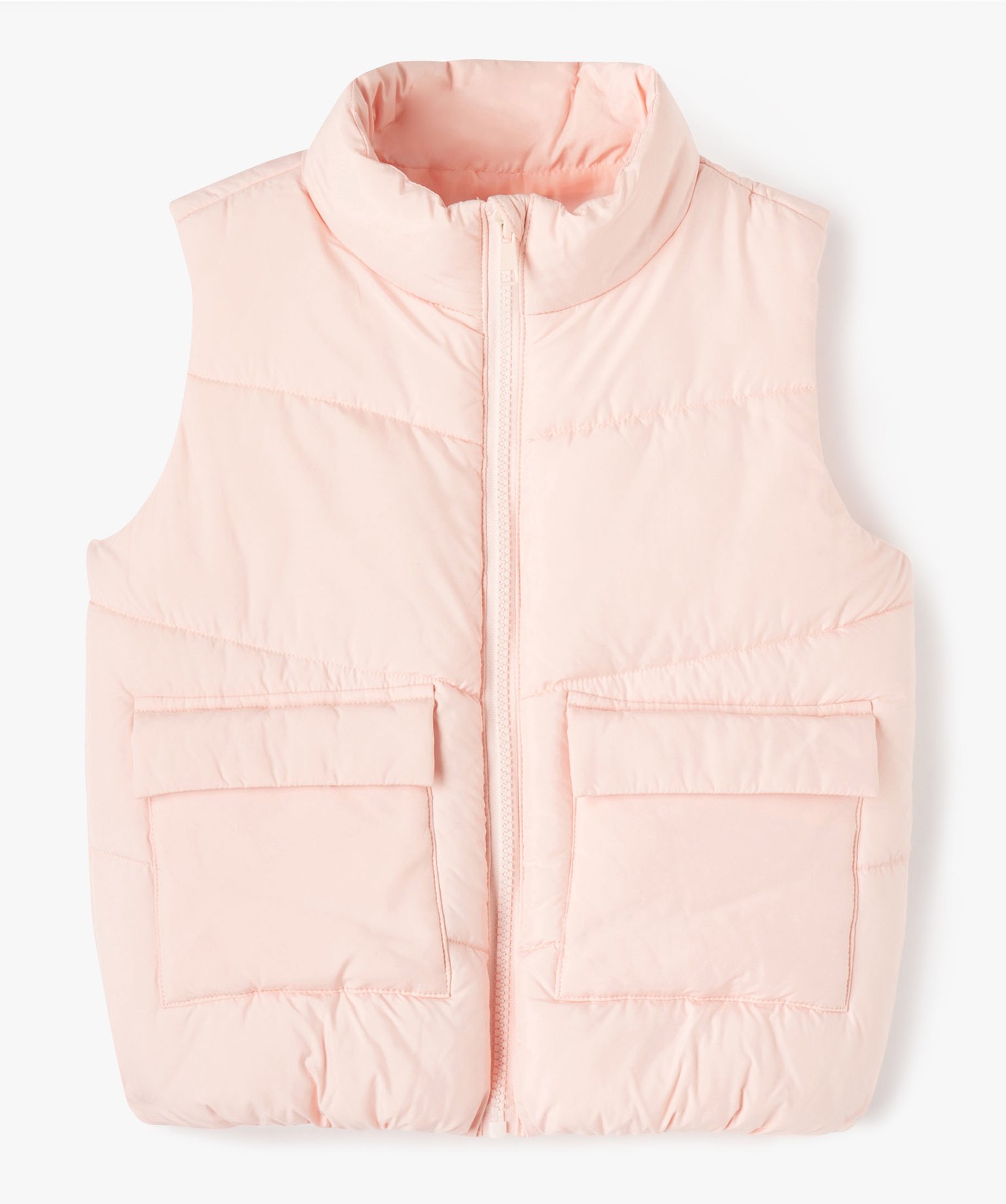 Blouson fille sans manches en matière matelassée déperlante rose | GEMO