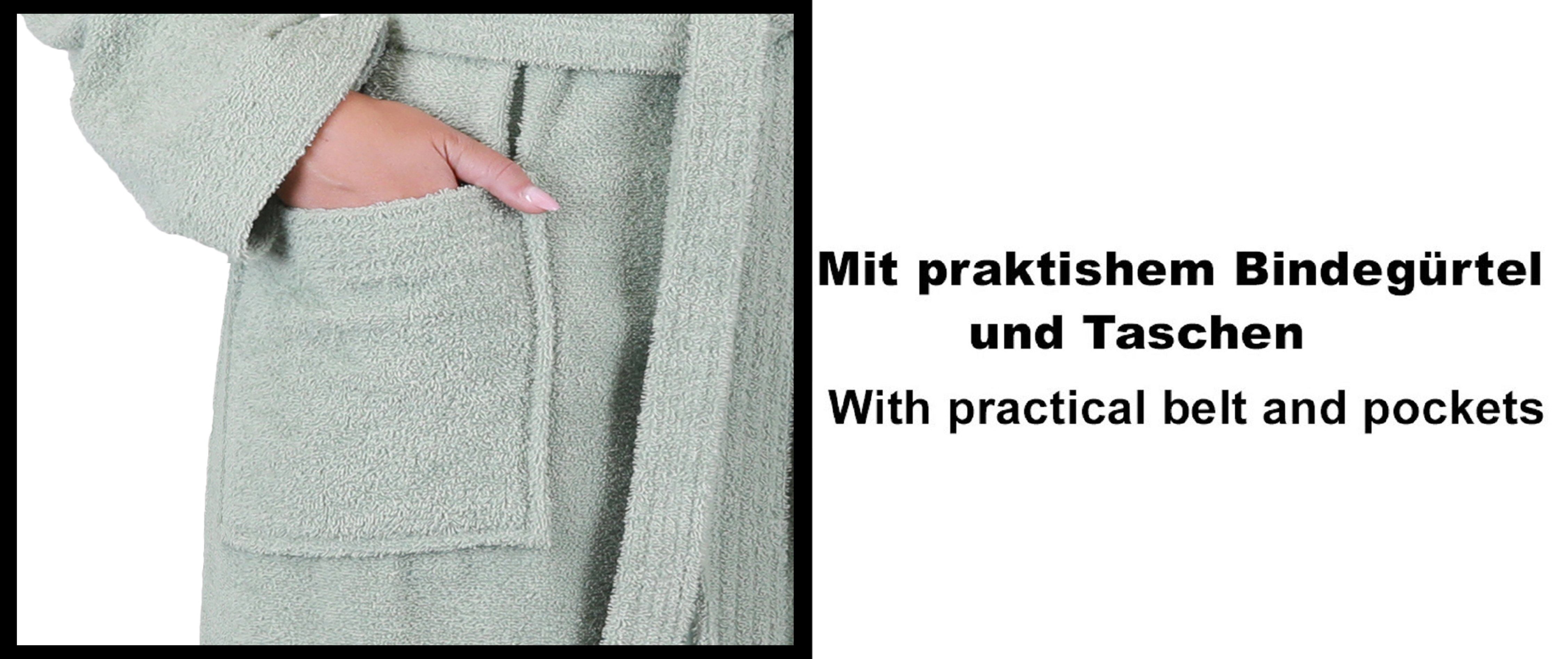 Betz Bademantel Saunamantel mit Kapuze BERLIN für Herren und Damen, 100% Baumwolle, Kapuze, gürtel