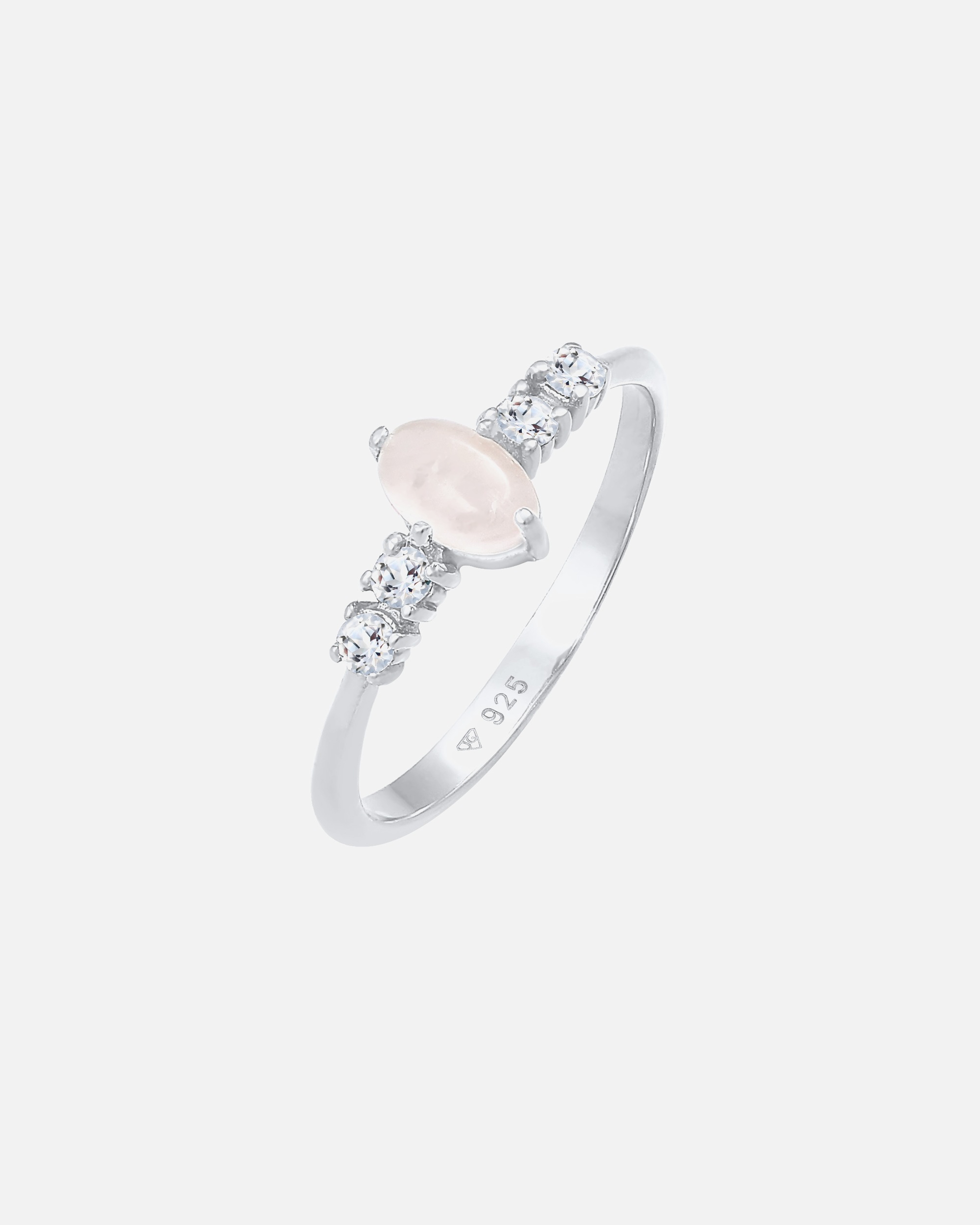 Anello di fidanzamento ovale da donna Elli PREMIUM, elegante e scintillante, con quarzo rosa e topazio in argento sterling 925.
