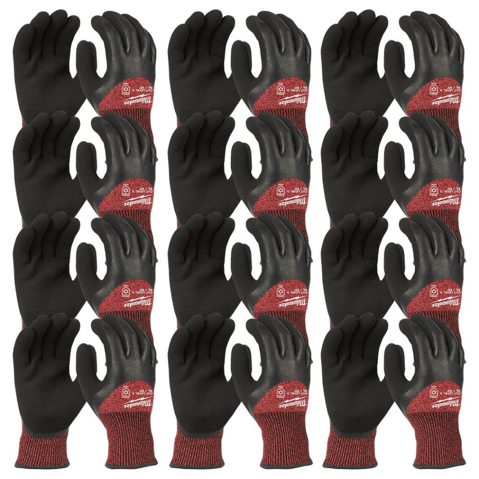 Milwaukee Accessoires 4932471611 12 paar Gedipte Werkhandschoenen Maat 9/L Snijklasse 3/C