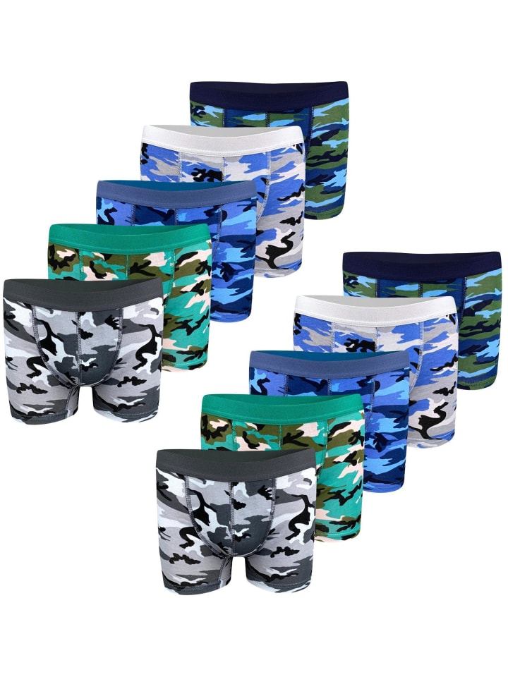 LOREZA 10er Set Boxershorts - Camouflage - Bunt günstig kaufen