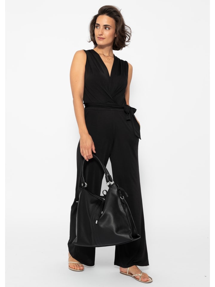SASSYCLASSY Fließender Jersey Jumpsuit in Schwarz günstig kaufen S