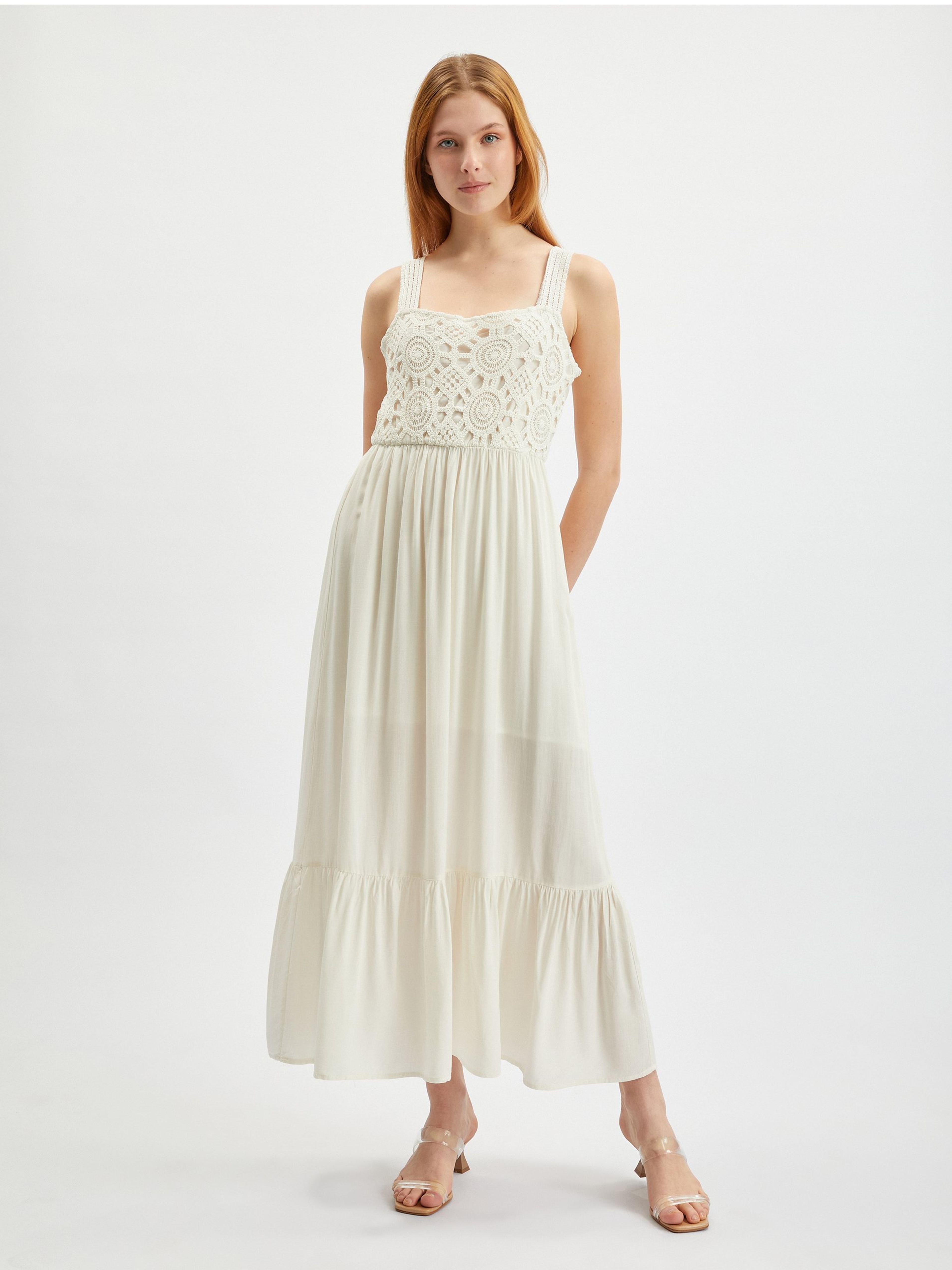 Cremefarbenes Damen-Maxikleid ORSAY