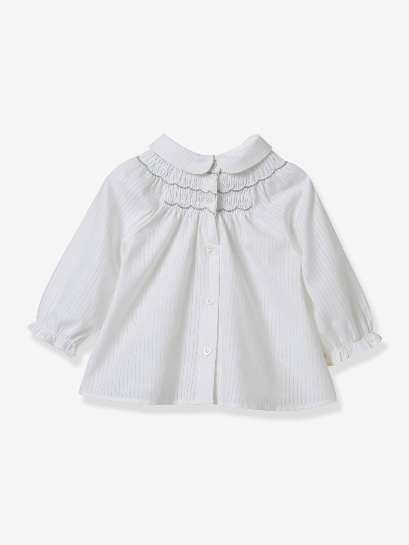 Blouse bébé à smocks CYRILLUS blanc