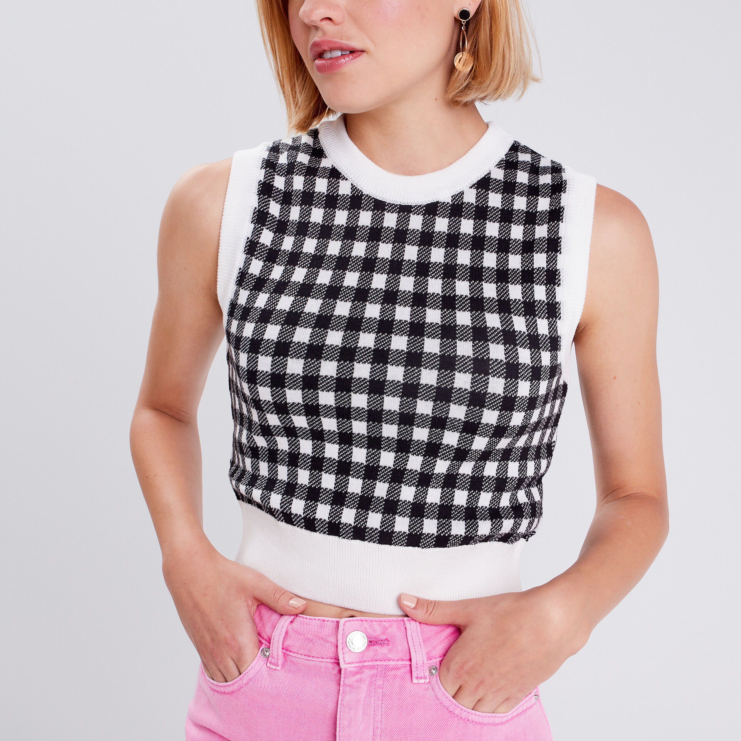 Pull débardeur sans manches noir femme | Cache Cache
