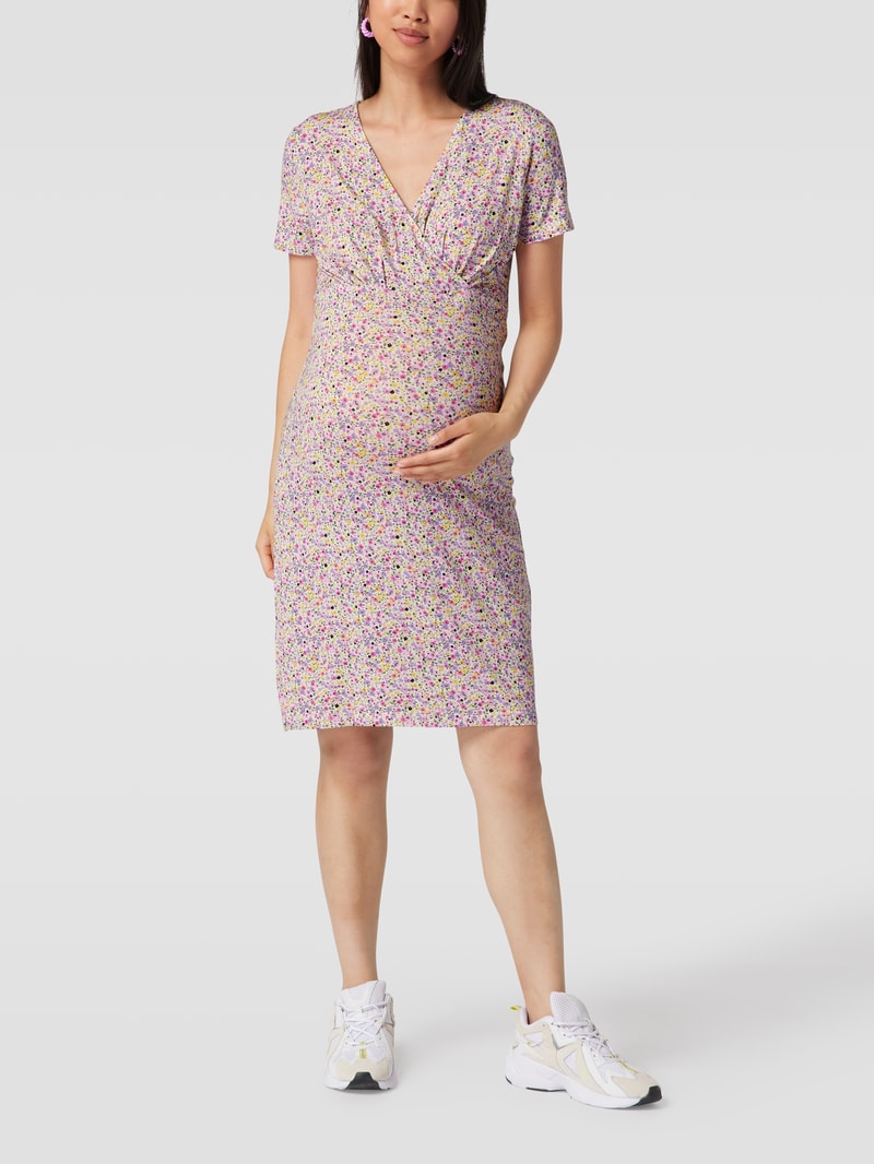 Umstands-Kleid mit floralem Muster in offwhite