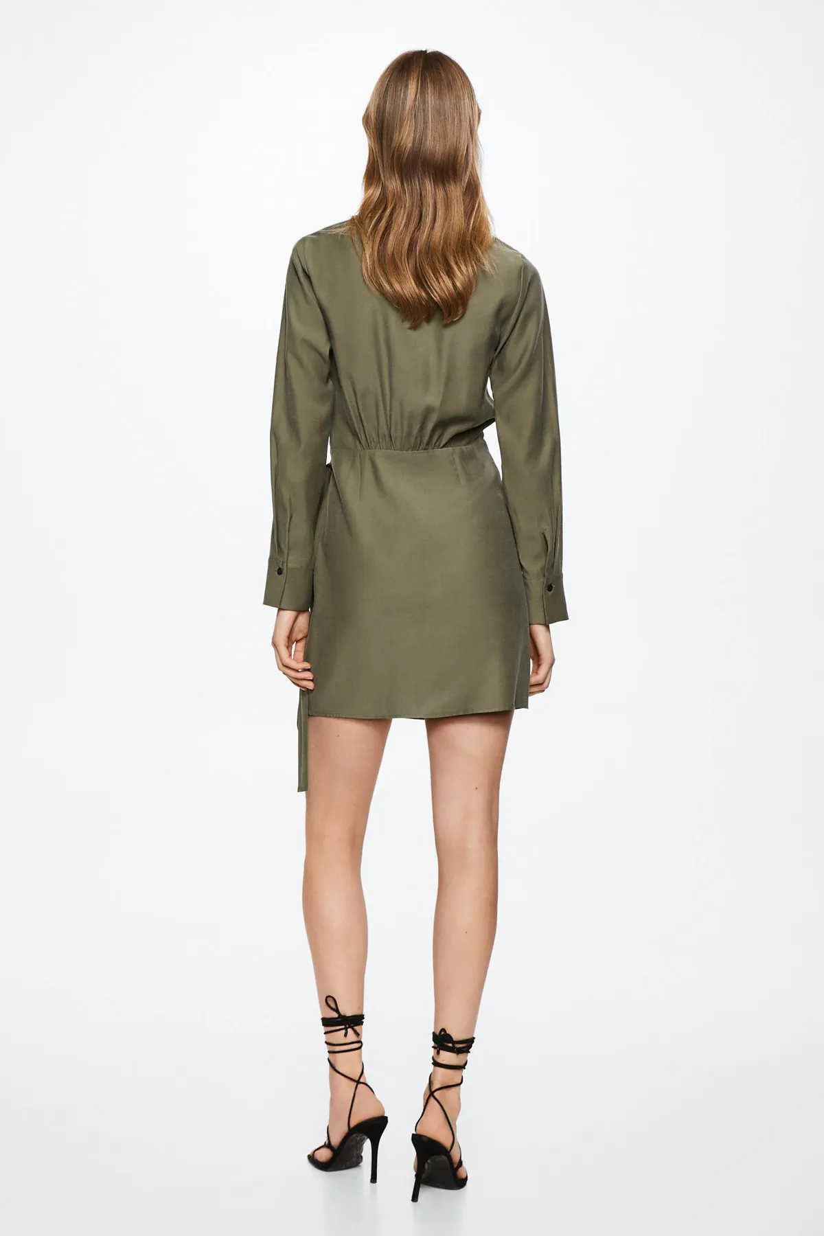 MANGO  Khakifarbenes Damenkleid 37003846