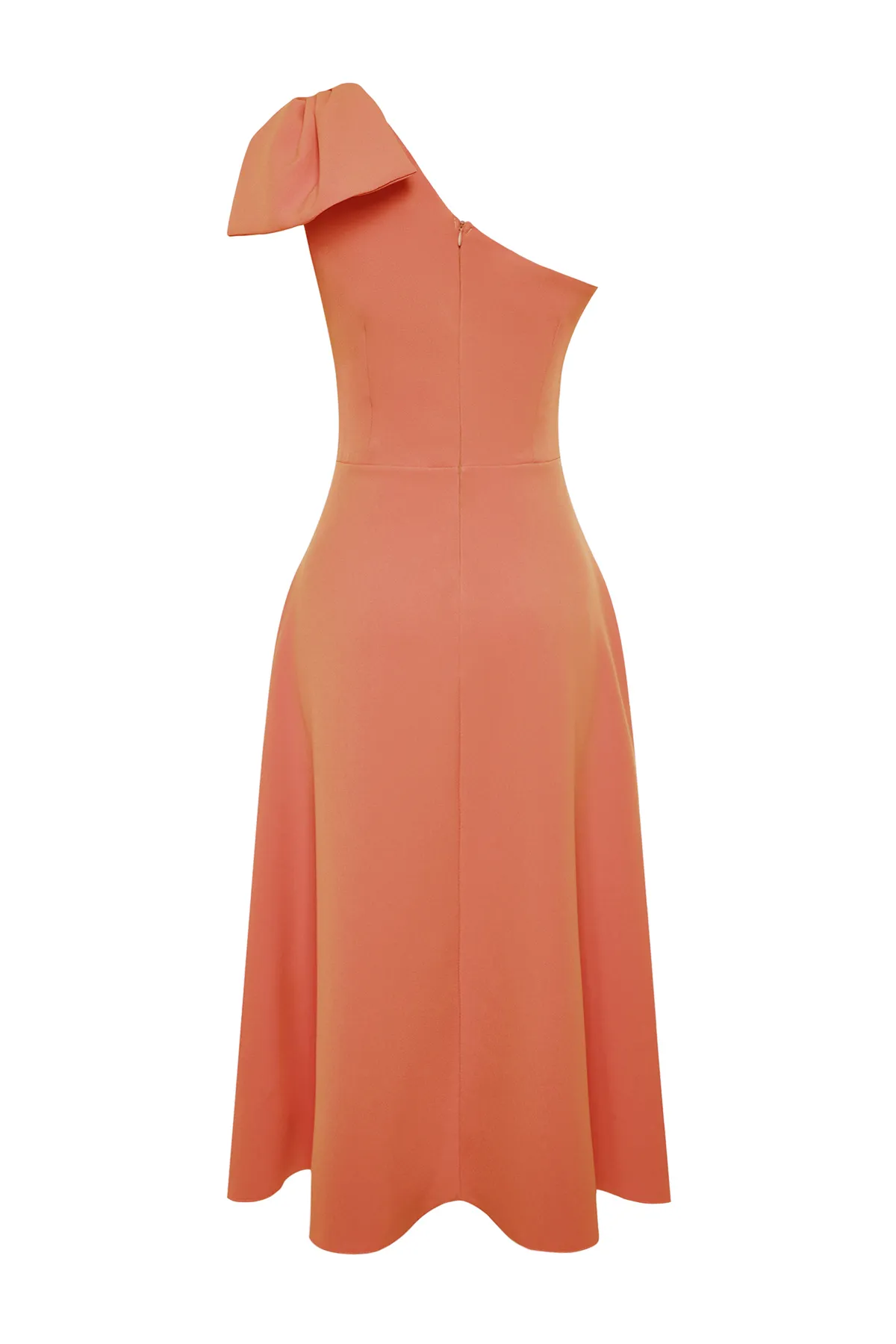 Trendyol Collection  Orangefarbenes, stilvolles Abendkleid mit Schleife TPRSS24EL00105