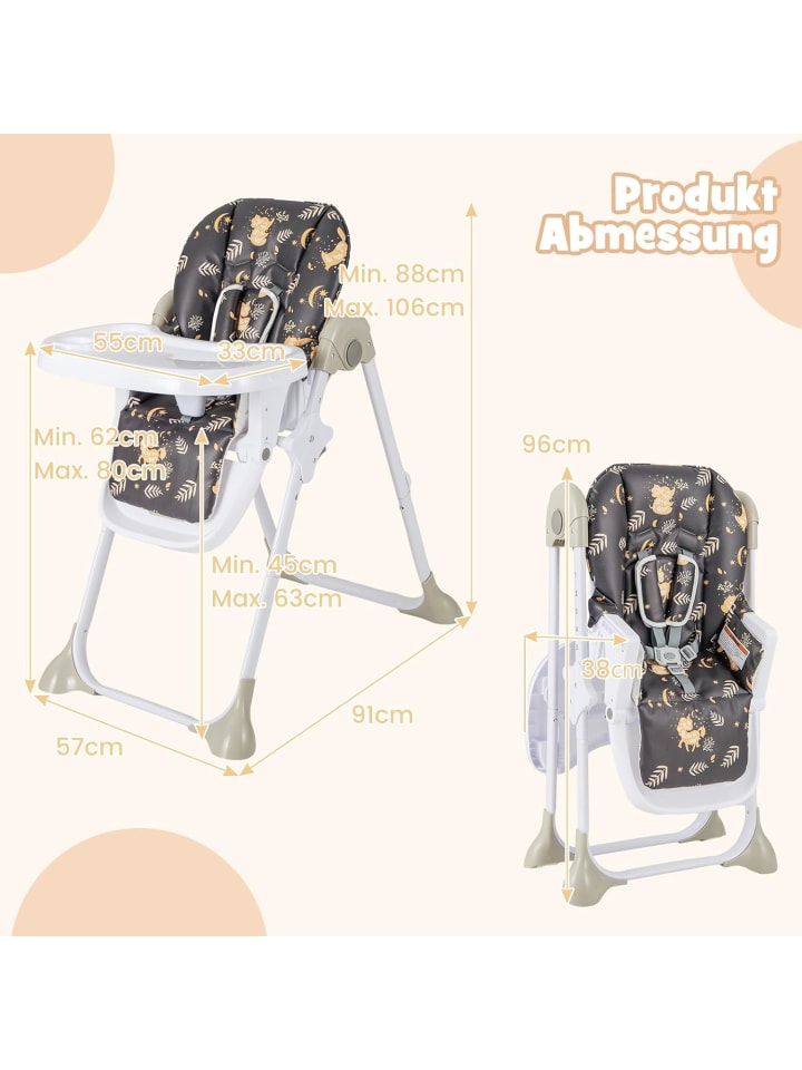 COSTWAY 6 in 1 Hochstuhl 6-36 Monate in Braun günstig kaufen onesize