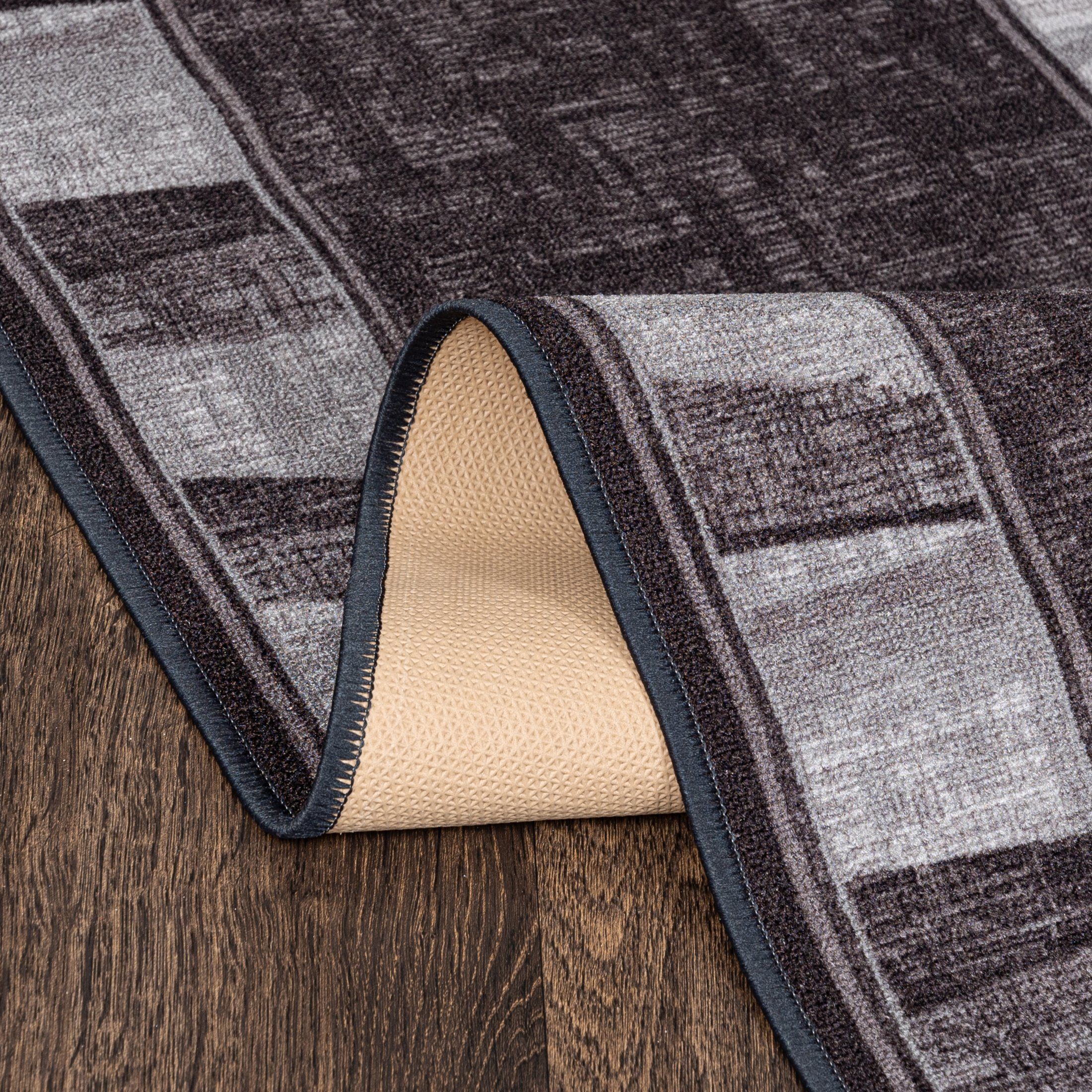 Läufer Läufer Teppichläufer Brücke - Vorzimmer Küche - Grau, Mazovia, 67 x 100 cm, Kurzflor, Rutschfest, Meterware, Verschiedene Größen