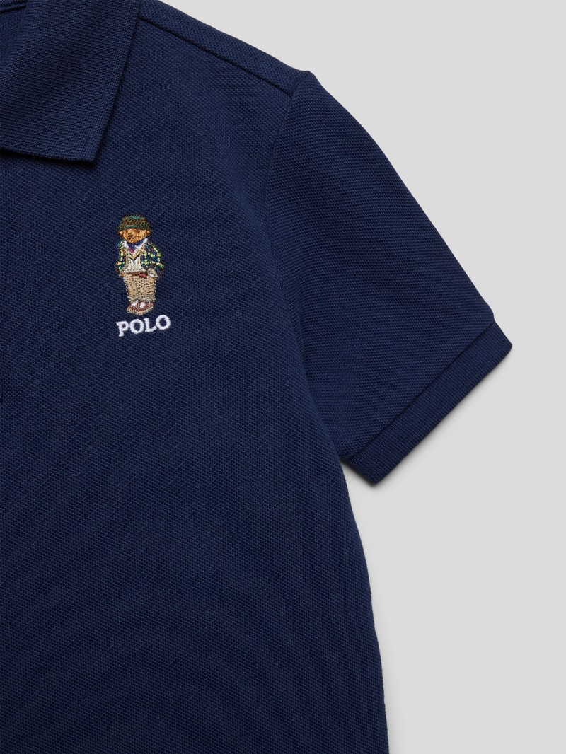 Poloshirt mit Label-Stitching in marineblau