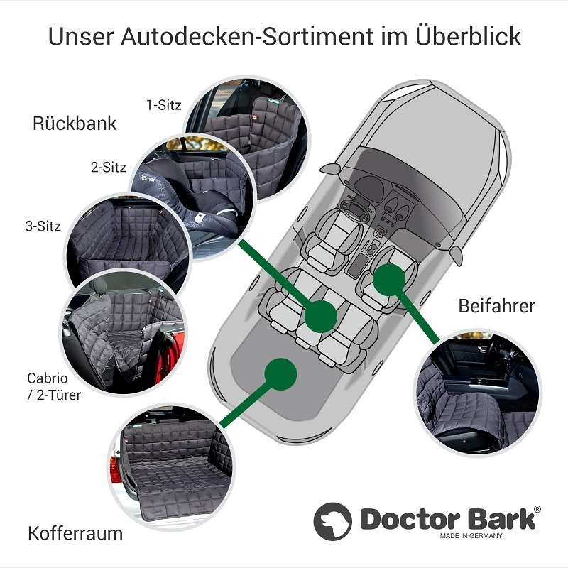 Doctor Bark Autozubehör Doctor Bark Autoschondecke Beifahrersitz grau