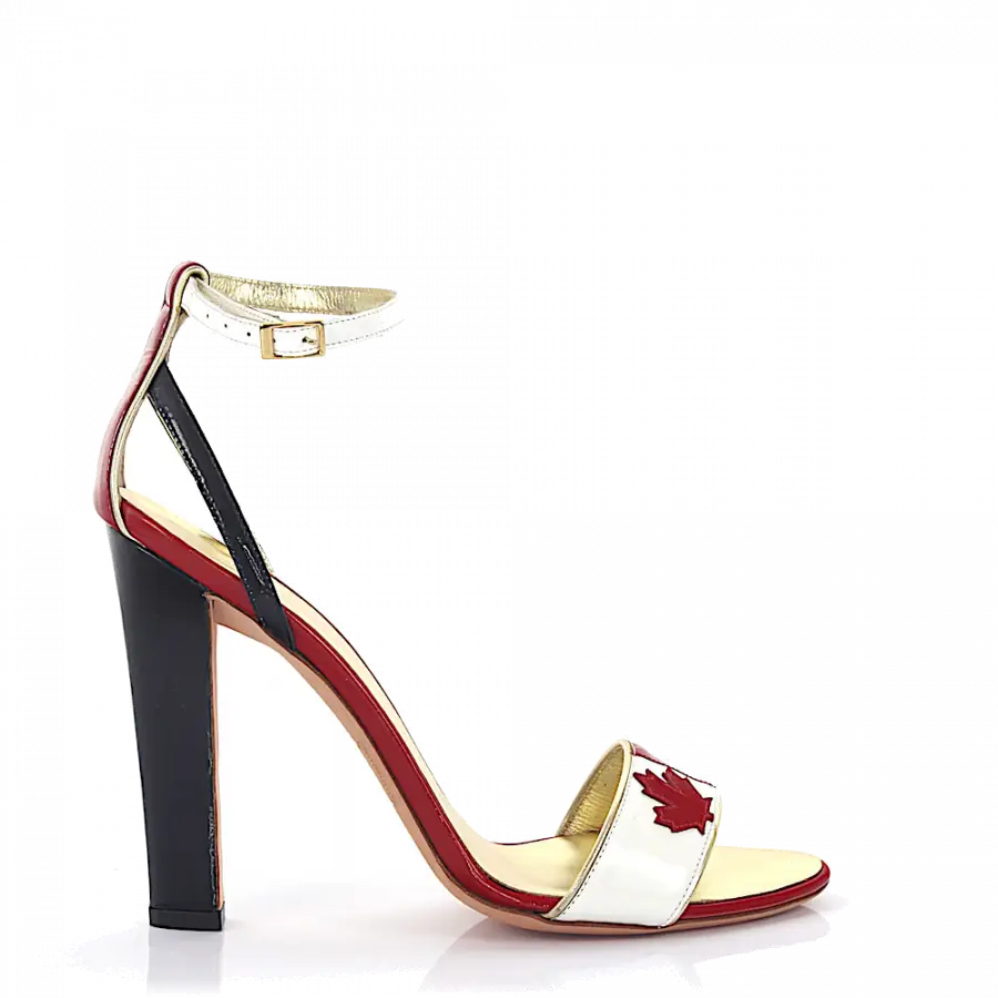 Dsquared2 - Riemchensandalen Kalbsleder Lackleder weiß - weiß