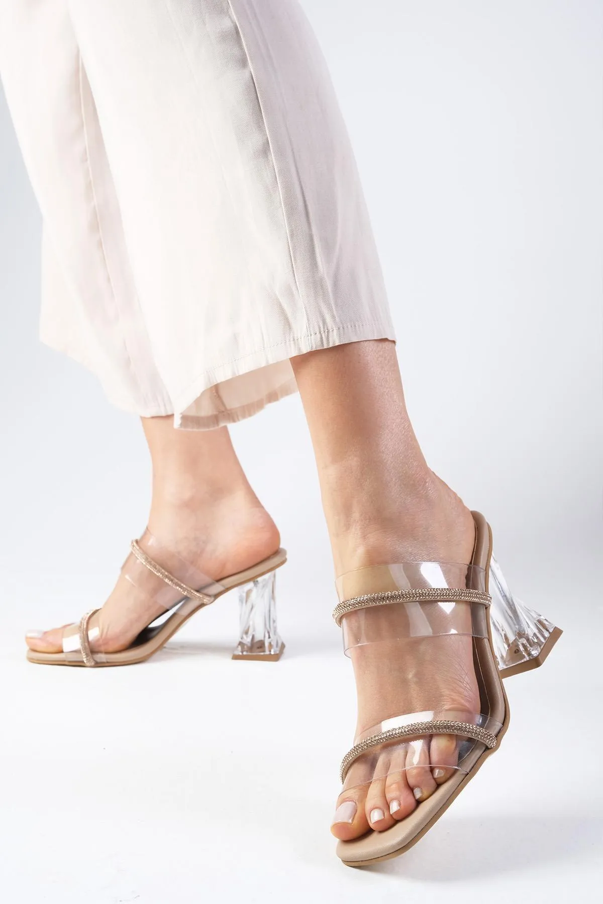 Mio Gusto  Pantolette - Beige - Blockabsatz