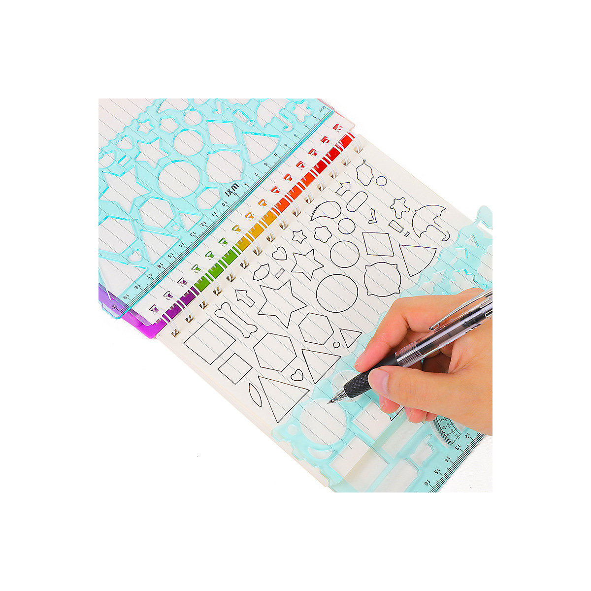 Multifunktionales Schablonenlineal für Kinderzeichnungen (zufällige Farbe) Linealset zum Zeichnen mit mehreren Blumen für Kinder (zufällige Farbe) Briefpapier