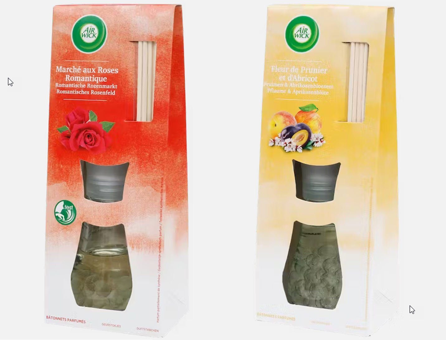 Air Wick Duftstäbchen Air Wick Duftspender 2 x 25 ml Rosen oder Pflaume u. Aprikose