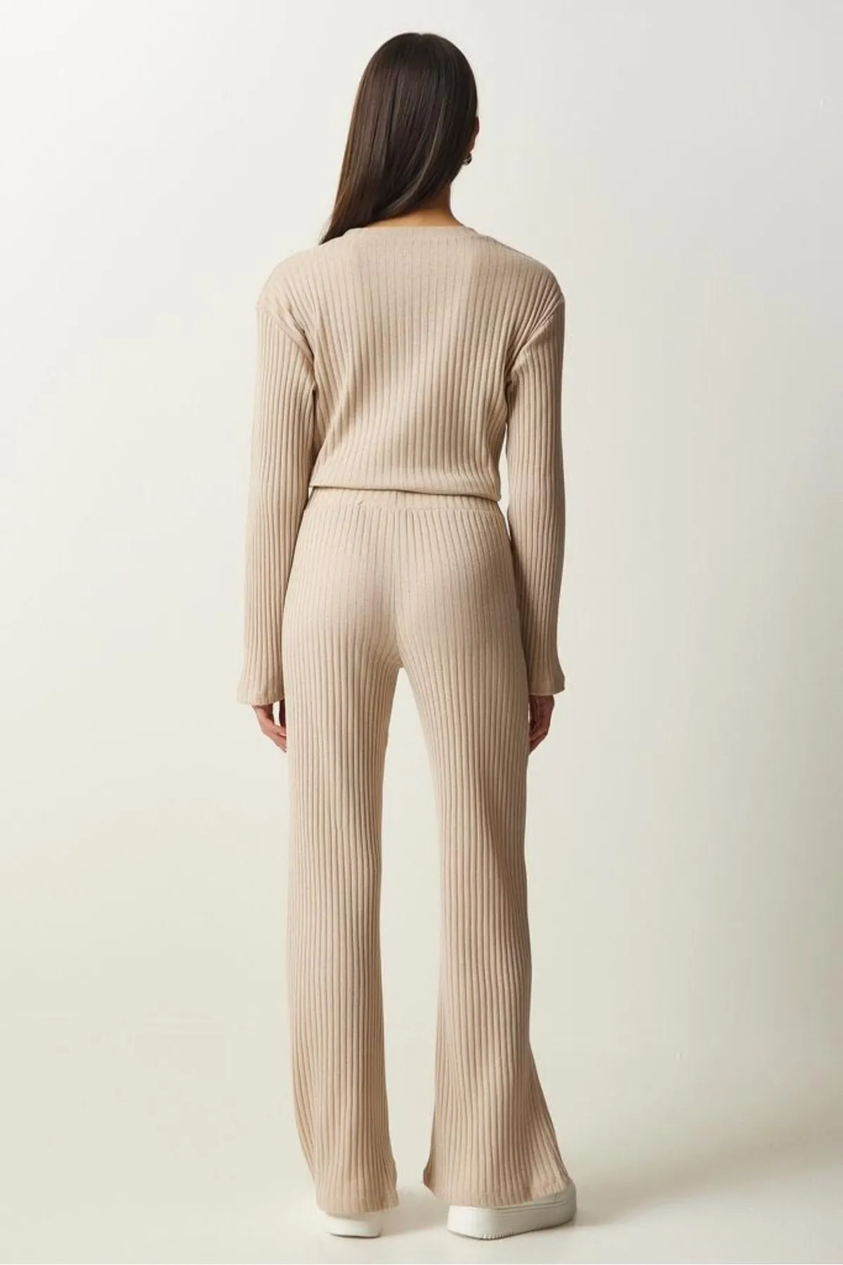 Know  Beiges Set aus Bluse und Hose aus Strick mit Kordelzug für Damen