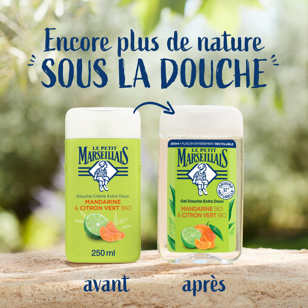 le petit marseillais Gel Douche & Bain Extra Doux, MandarineBio & Citron Vert Bio, 250ml Gel douche