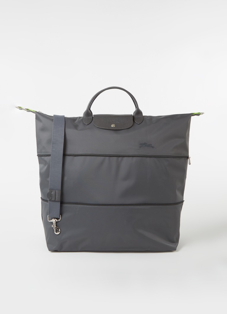 Rozšiřitelná cestovní taška Longchamp Le Pliage Green s koženými detaily
