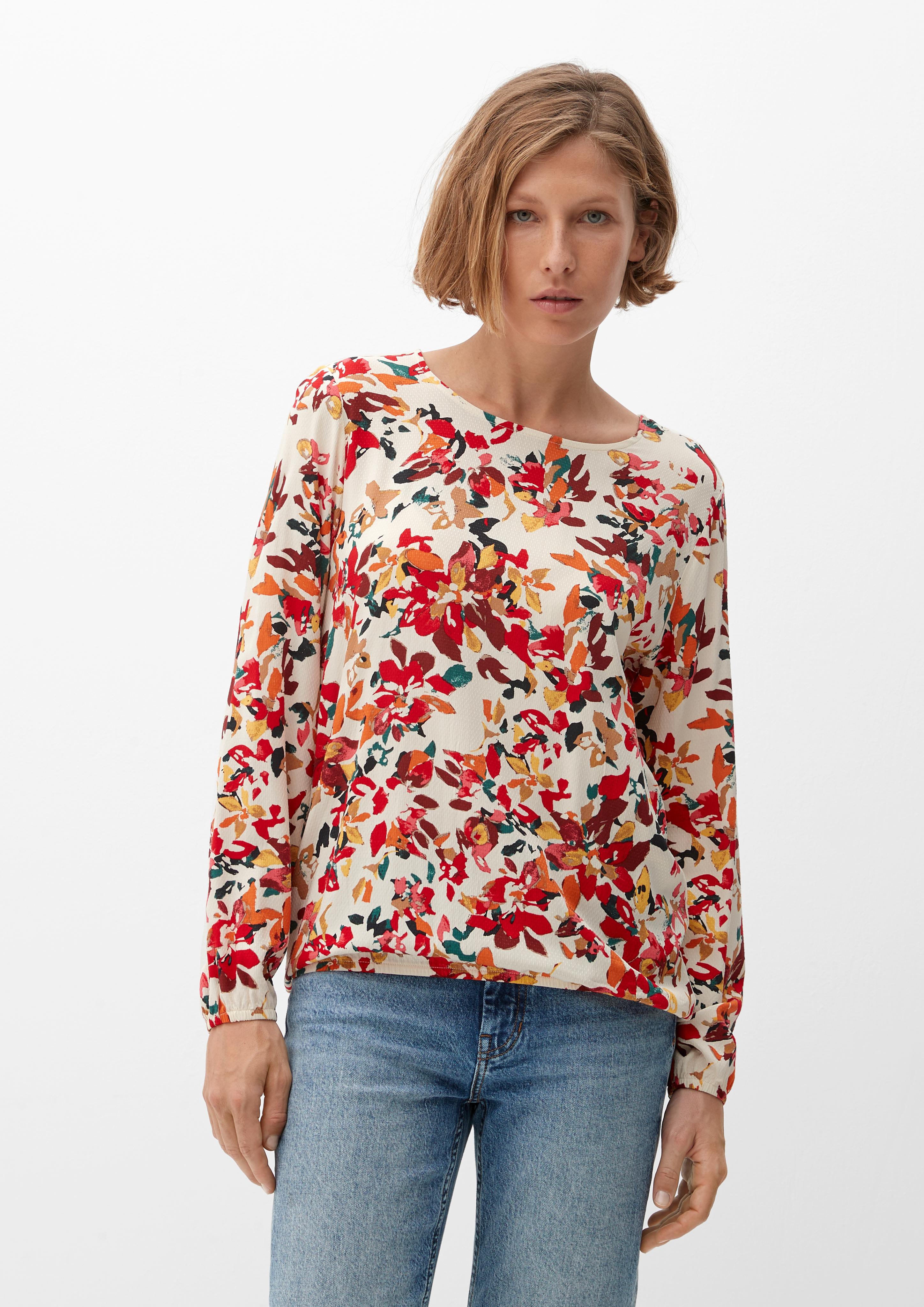 Materialmix-Bluse mit Print  2121780-81A0