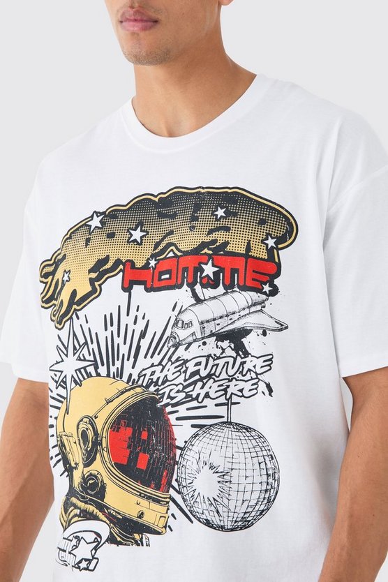 Oversize T-Shirt mit Disco Astronaut Print