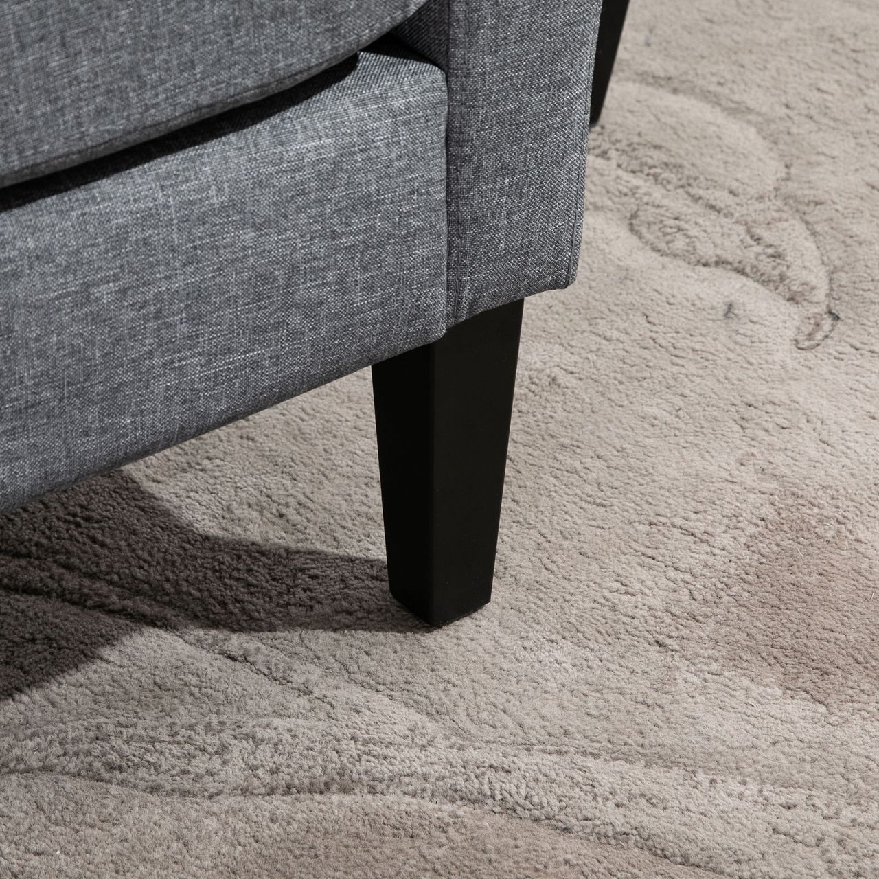 HOMCOM Einzelsessel Relaxsessel Einzelstuhl Polstersessel Holzfüße Leinenstoff Hellgrau 66 x 72 x 74 cm