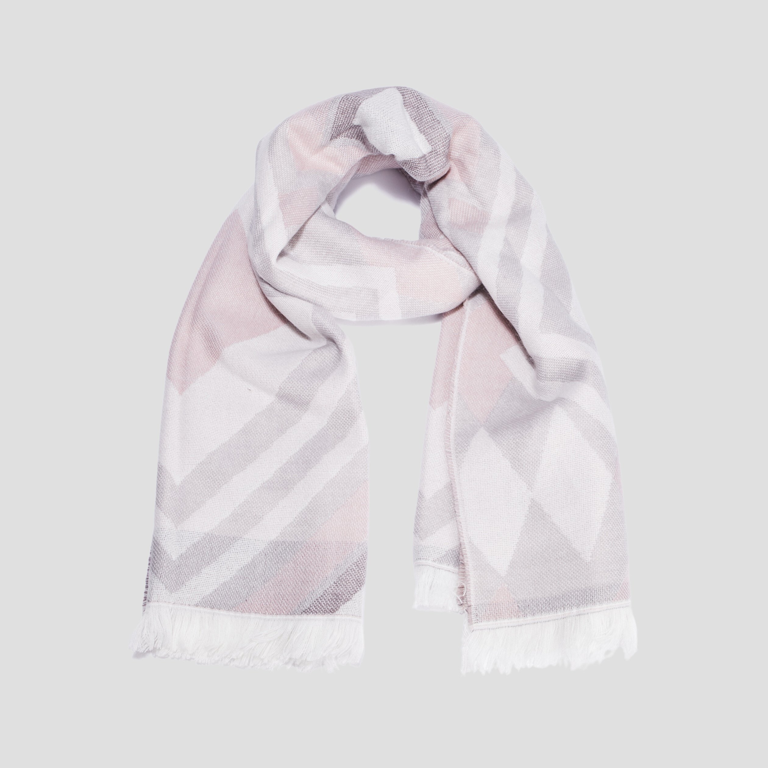 Écharpe à franges avec motifs rose clair femme | La Halle