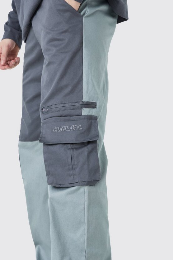 Tall lockere Colorblock Cargo-Hose mit Official-Logo