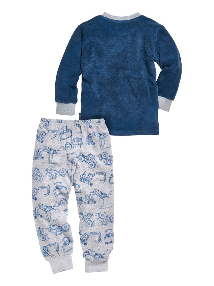 Playshoes Schlafanzug Frottee Bagger in Marine günstig kaufen