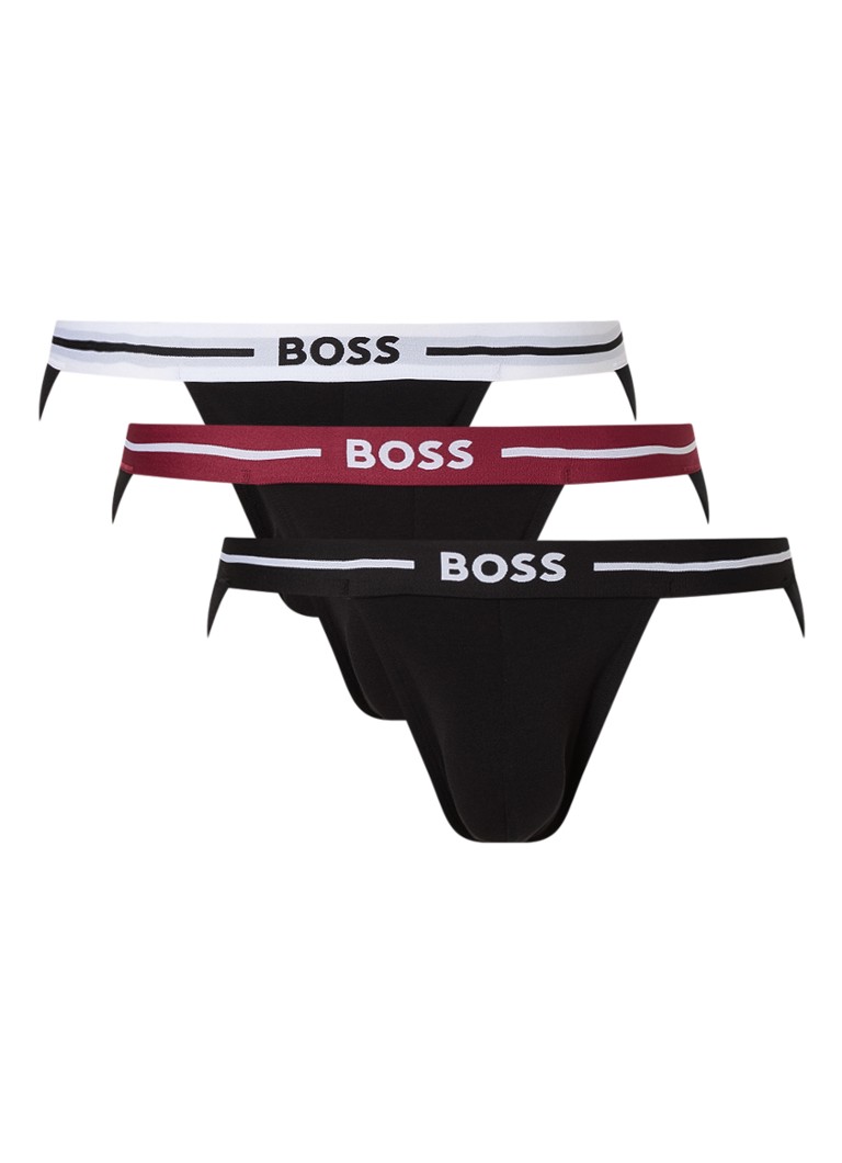 Lot de 3 slips jockstrap HUGO BOSS en coton bio avec ceinture logotée