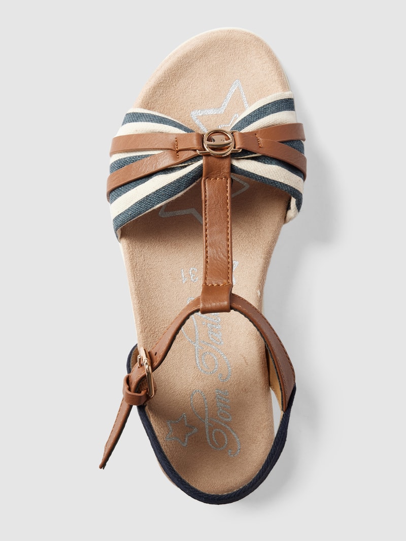 Sandalen mit Label-Applikation in marineblau