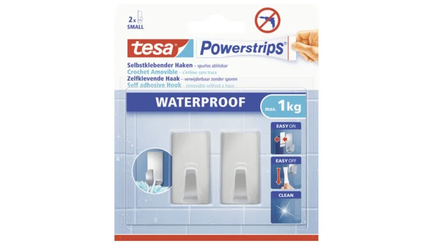tesa Powerstrips® Waterproof Haken Small Metall rechteckig