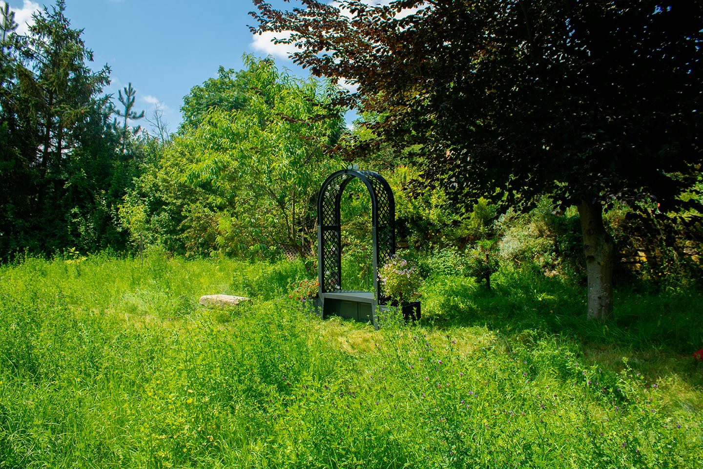 KHW Gartenbank Brüssel, mit Rosenbogen und zwei Pflanzkästen, anthrazit