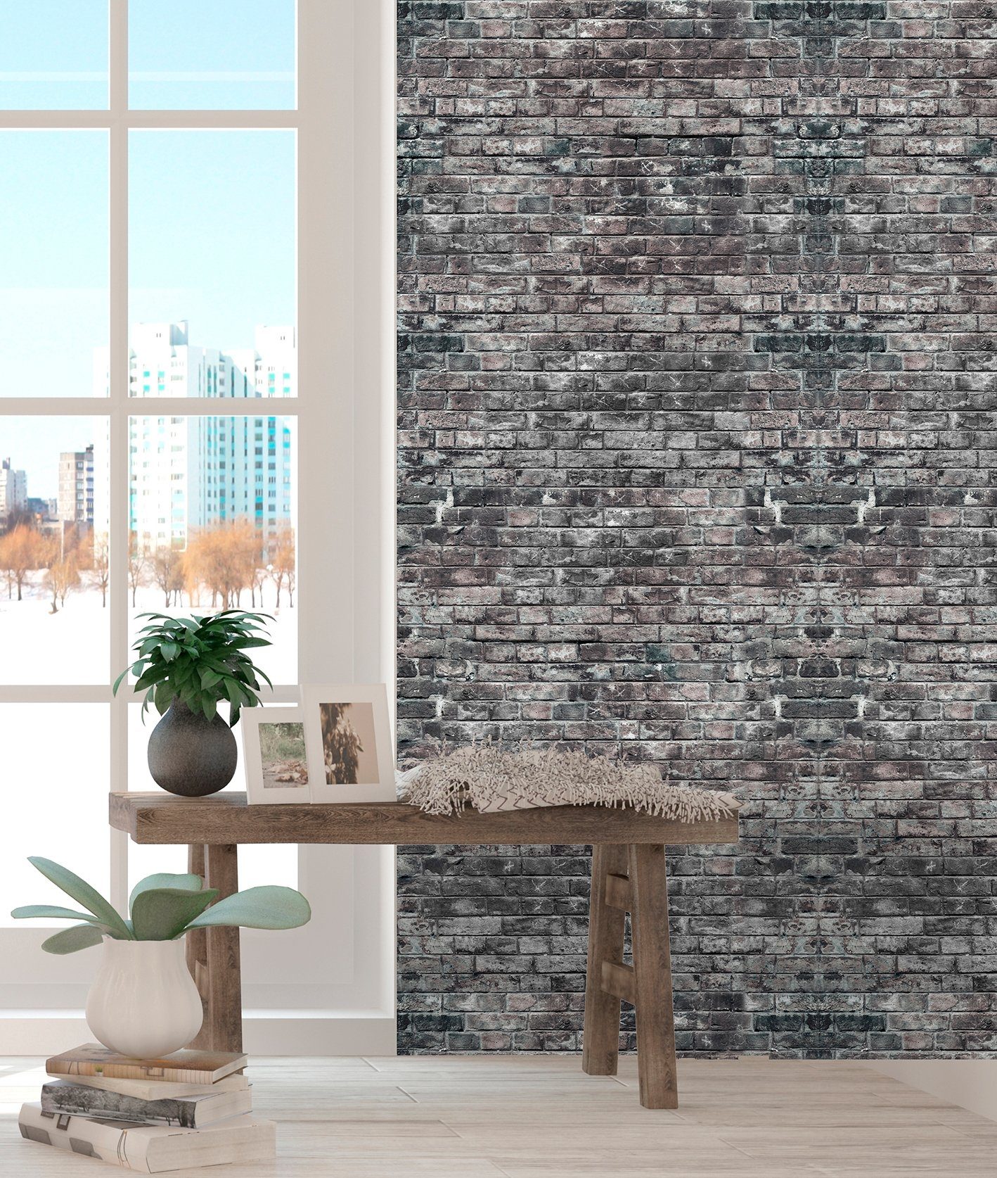 queence Vinyltapete The Wall, Steinoptik, 90 x 250 cm, selbstklebend