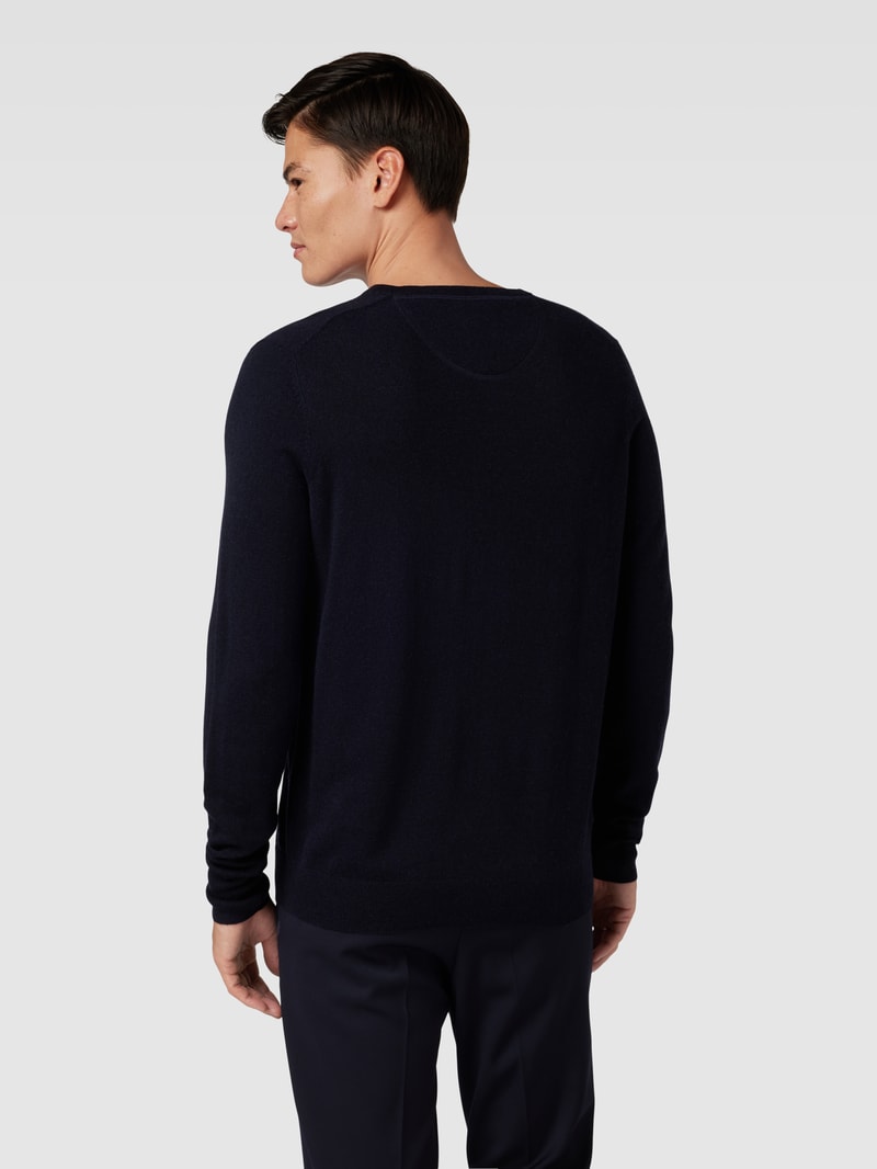 Strickpullover mit Logo-Stitching in marineblau