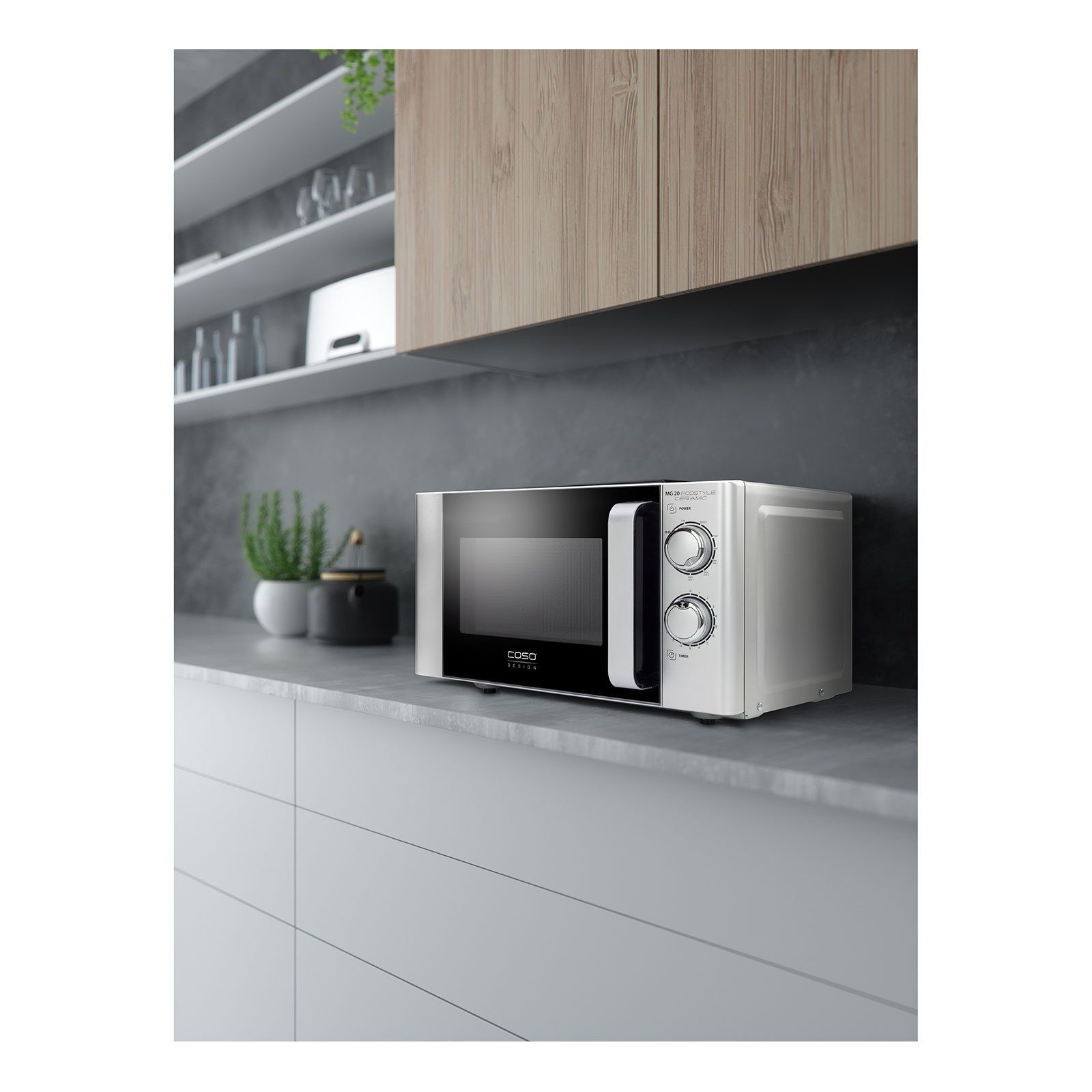 Caso Mikrowelle MG 20 Ecostyle, Mit innovativem Keramikboden, Intuitive Steuerung über Drehregler