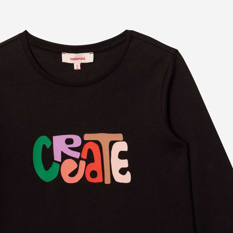 T-shirt fille message noir en coton recyclé Catimini