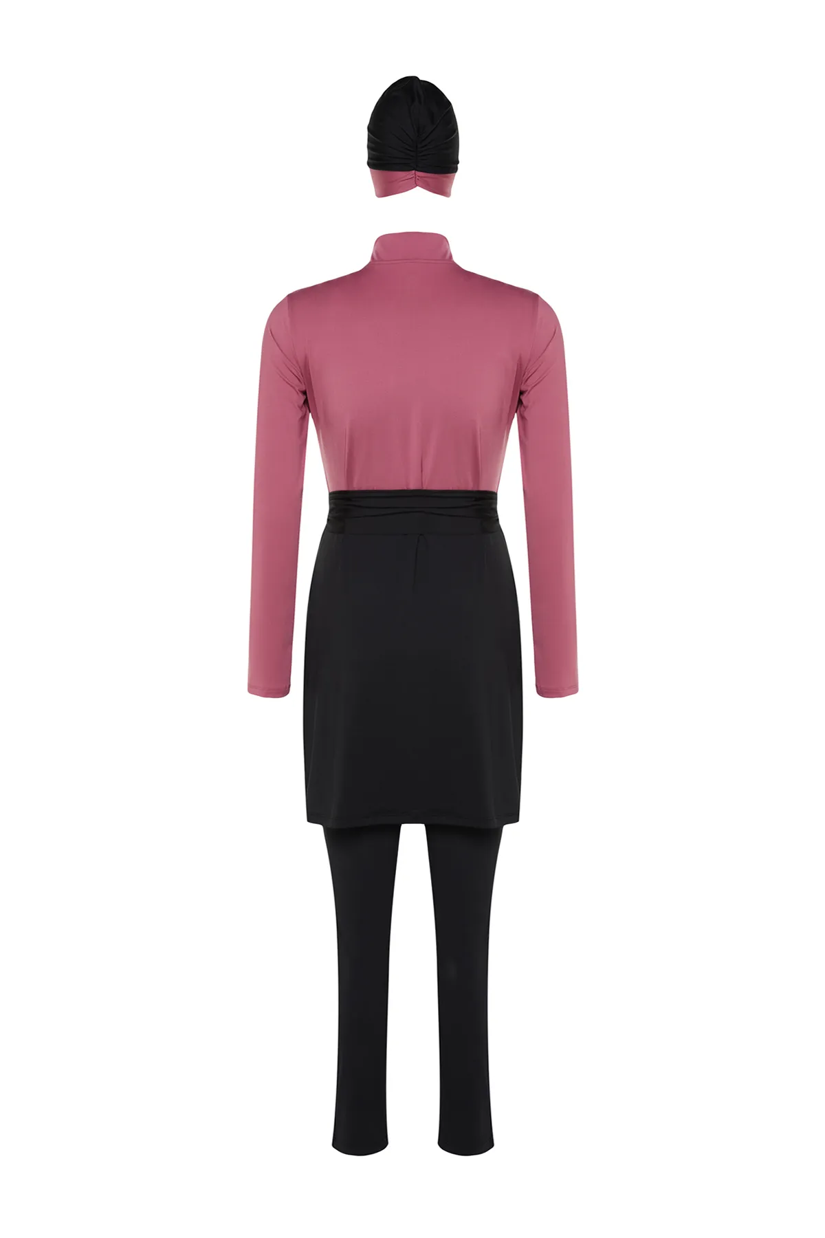 Trendyol Modest  Dusty Rose Farbblock-Langarm-Strick-4-teiliges, vollständig bedecktes Badeanzug-Set TCTSS22CF0028