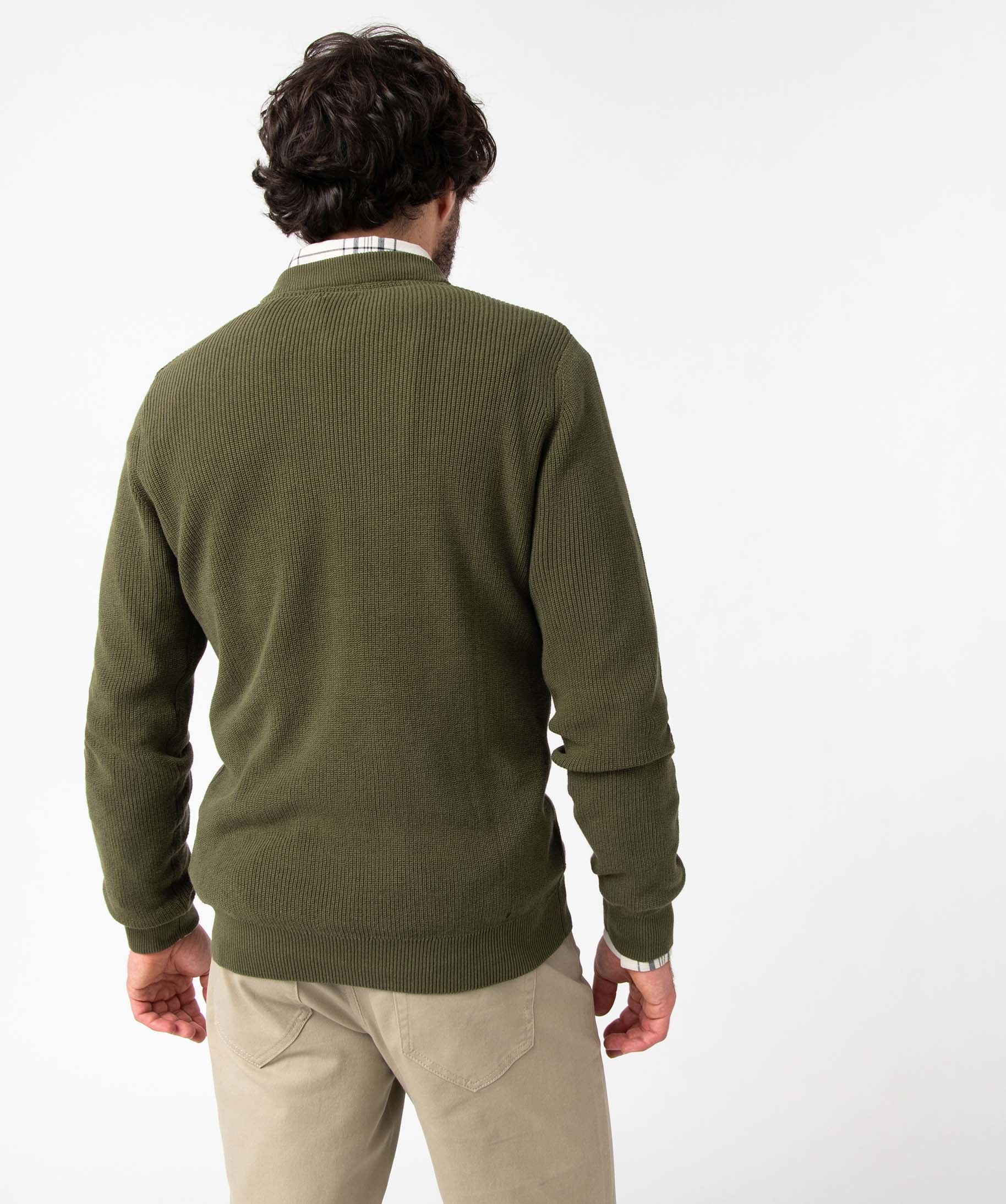 Pull homme en maille unie kaki | GEMO
