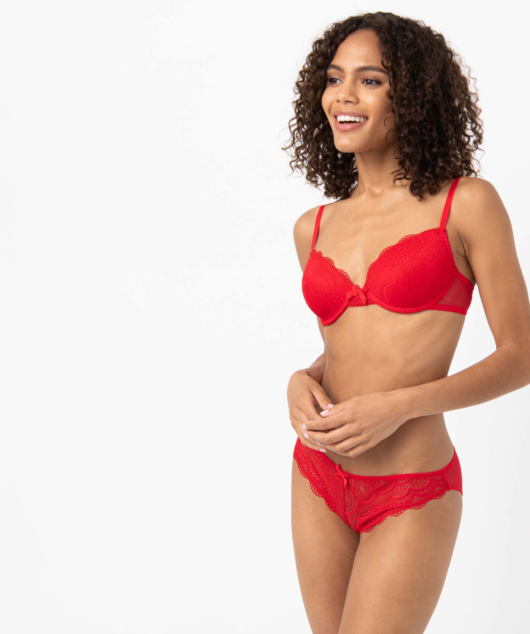 Culotte en dentelle et tulle femme (lot de 2) rouge | GEMO