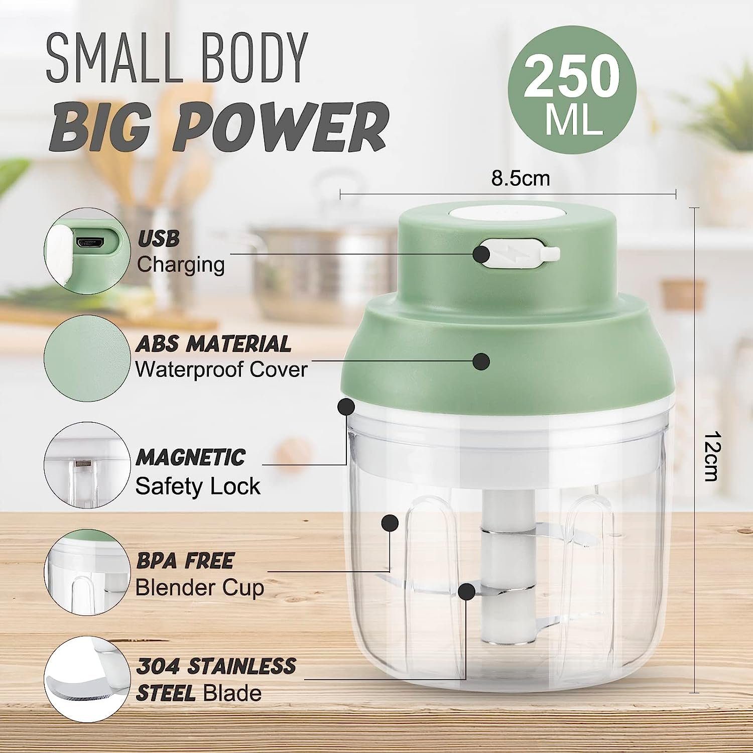 autolock Zwiebelhacker Zwiebelschneider Elektrisch Gemüseschneider 250ml