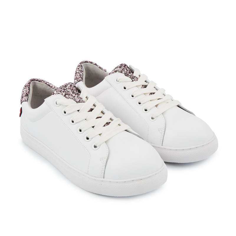 Baskets en cuir Simone blanc/glitter or rose