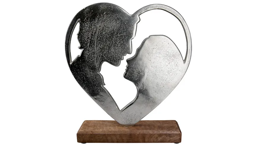 GILDE Aluminium Herz Liebespaar H=19cm silberfarben